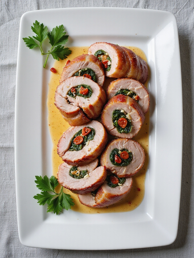 bacon wrapped stuffed pork loin