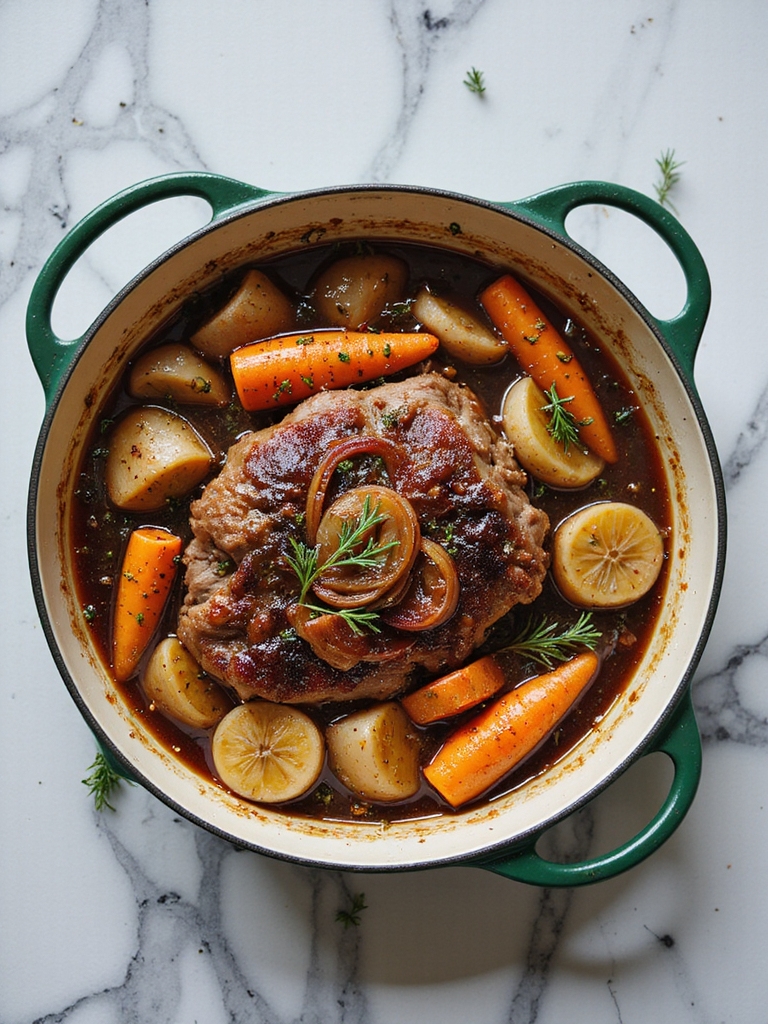 beer braised pork with vegetables