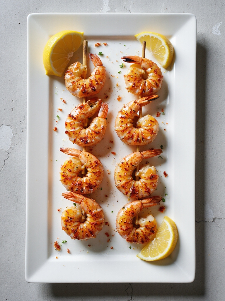 charred shrimp spice skewers