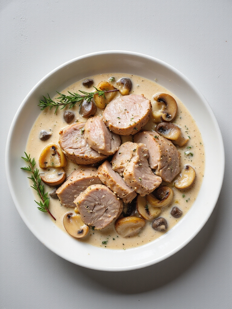 creamy mushroom thyme pork
