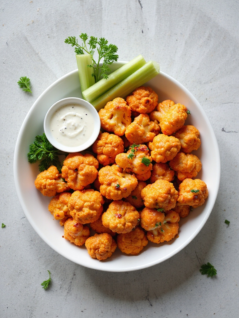 crispy buffalo cauliflower bites