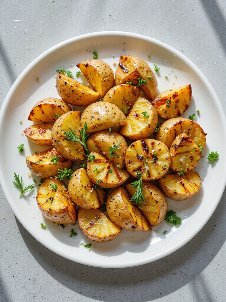 crispy herb infused grilled potatoes