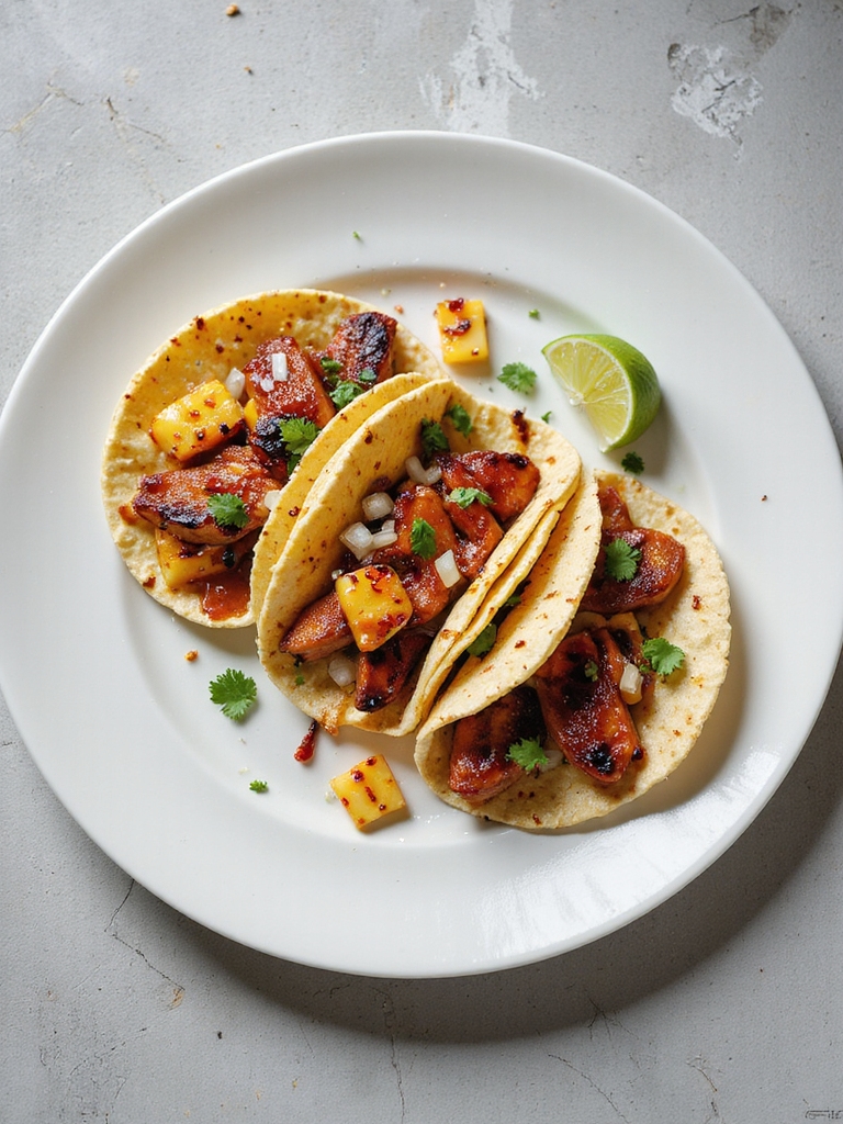 fiery marinated pork tacos