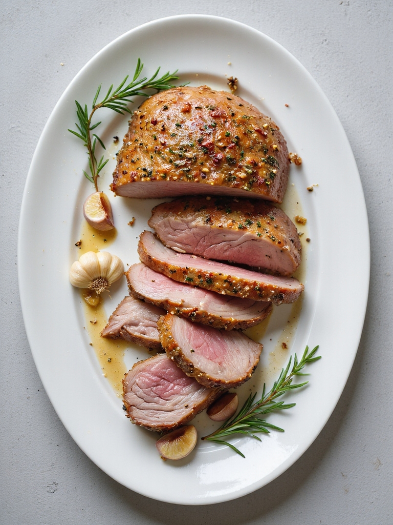 garlic rosemary flavored pork roast