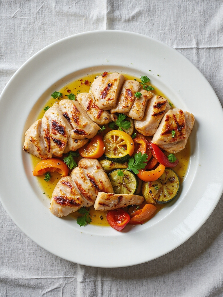 grilled chicken and vegetables