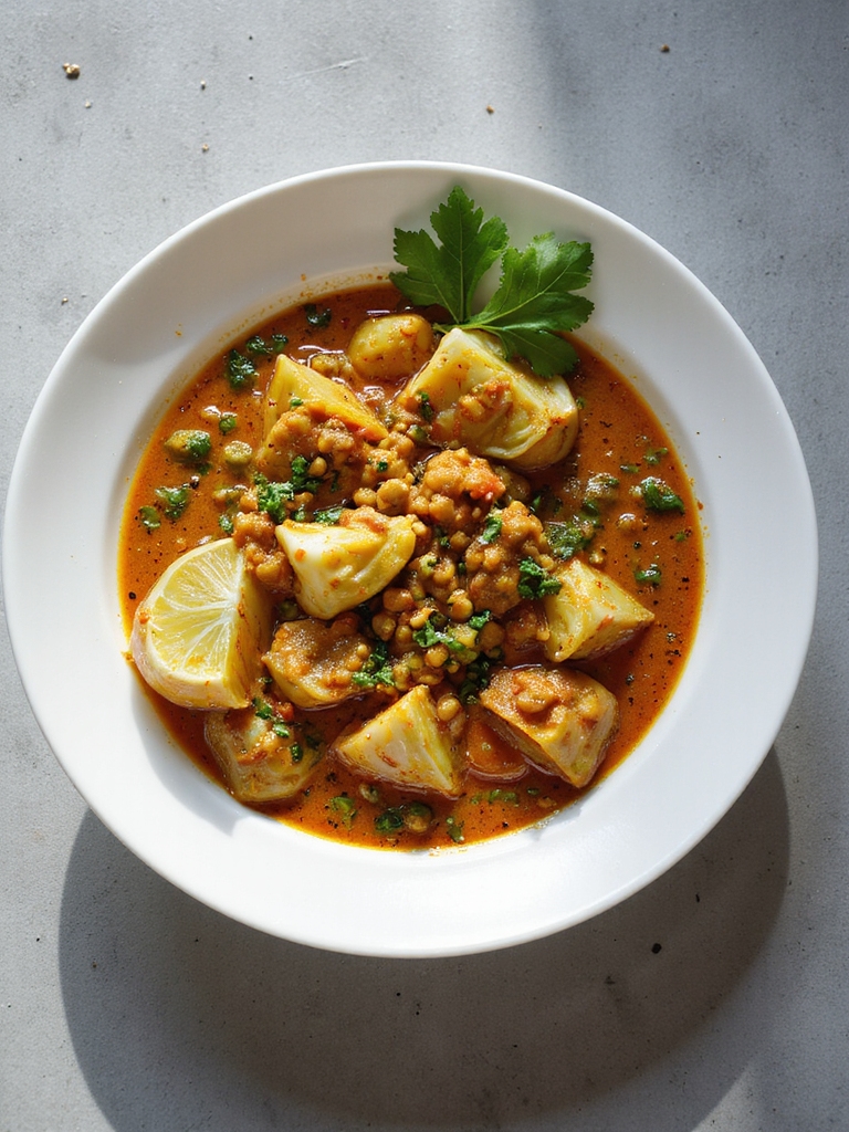 hearty cabbage lentil curry