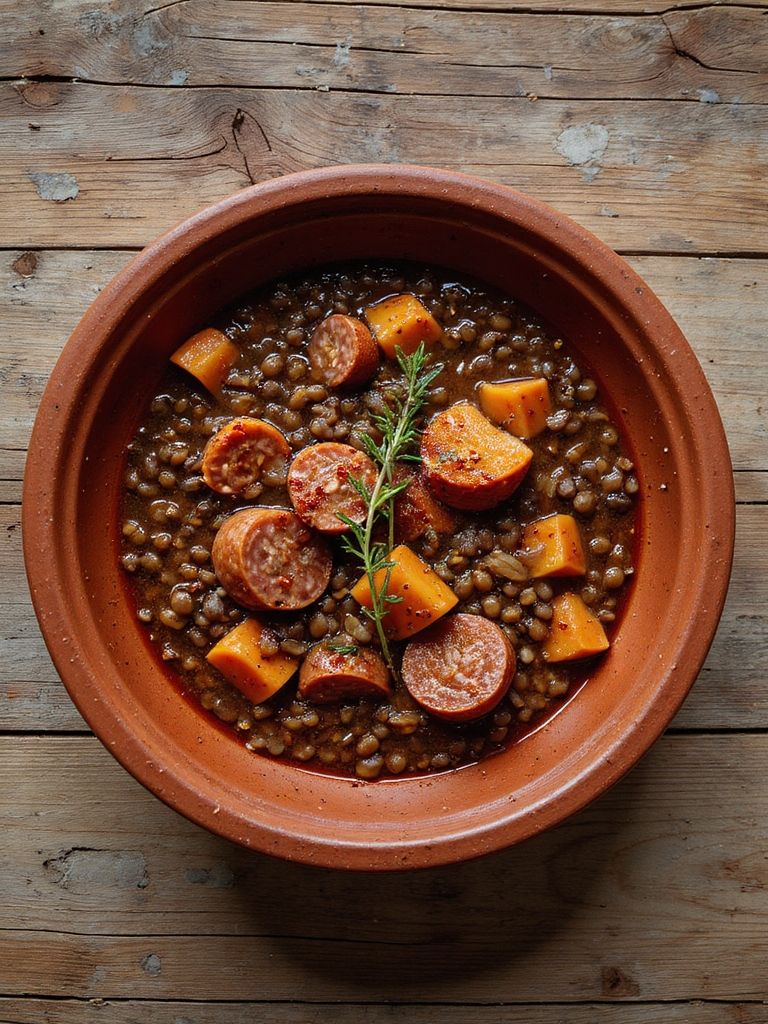 hearty chorizo lentil stew