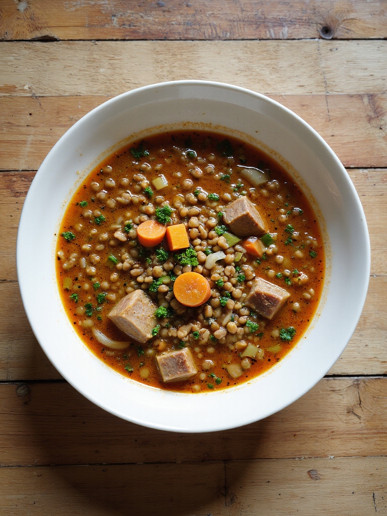 hearty pork and lentil soup