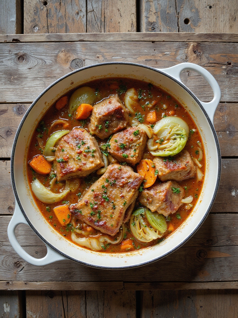 hearty slow cooked pork stew