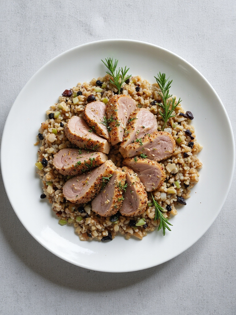 herb crusted pork tenderloin pilaf