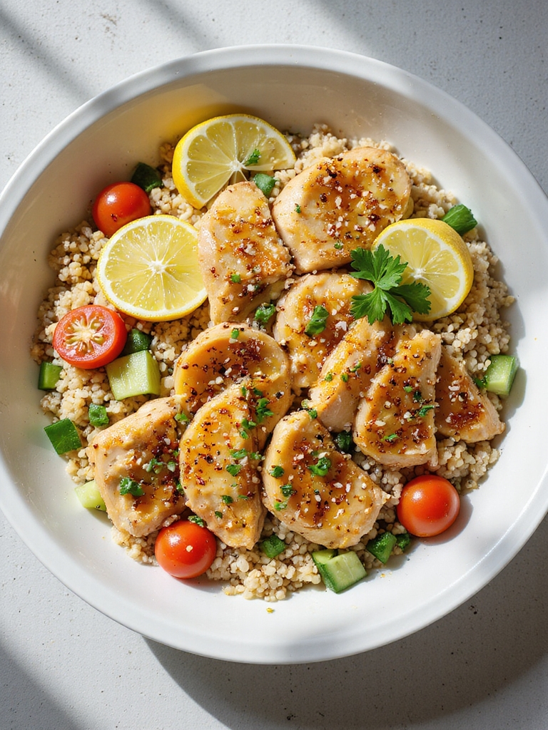 lemon chicken quinoa bowl