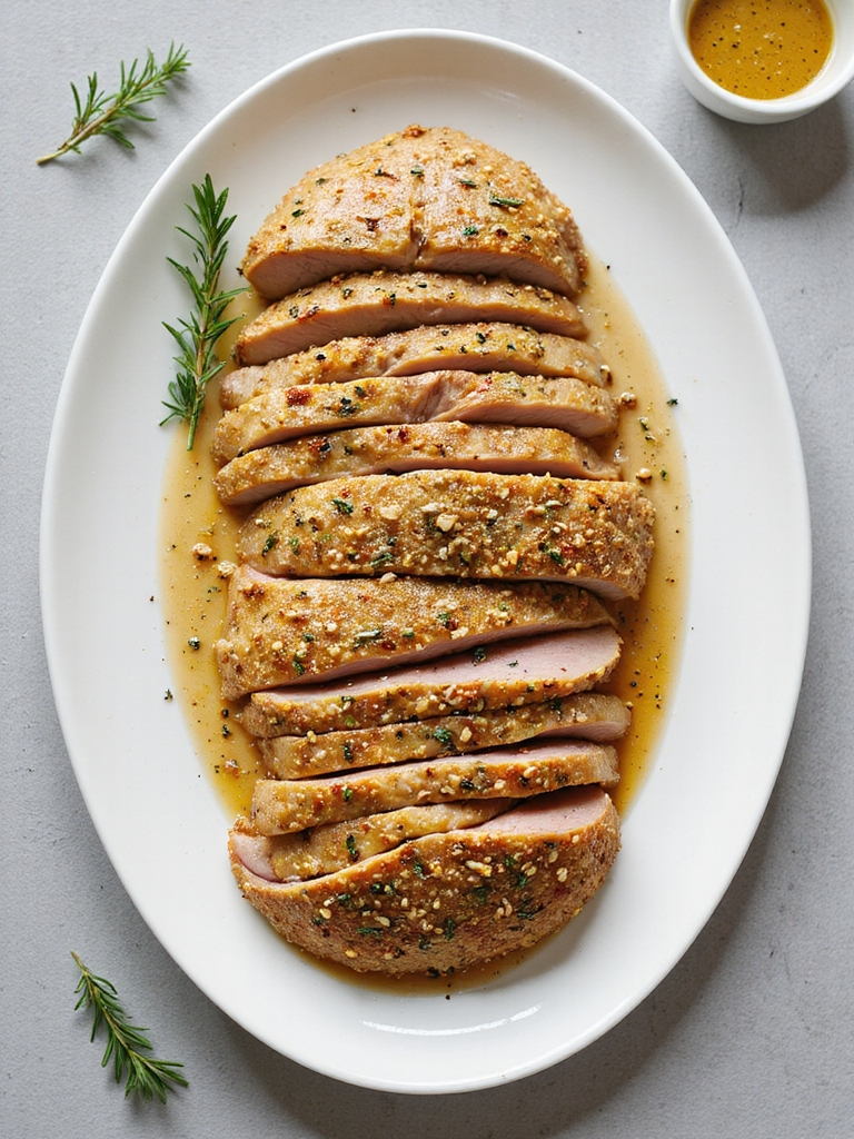 mustard herb crusted pork loin