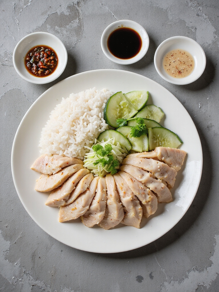 poached chicken with rice