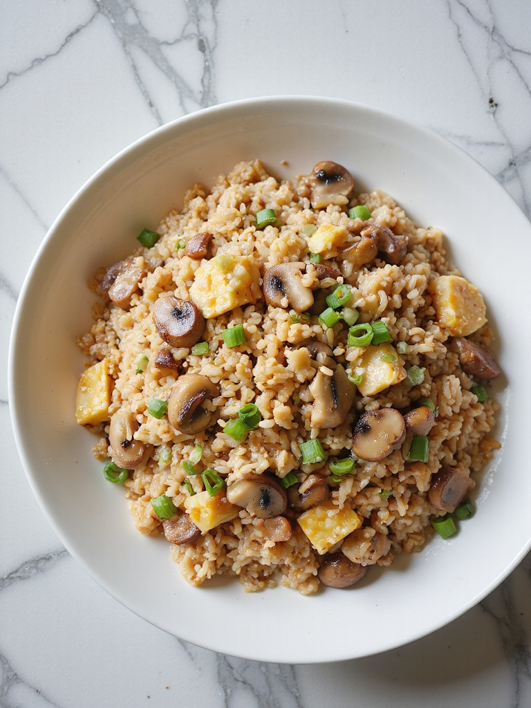 pork mushroom fried rice dish