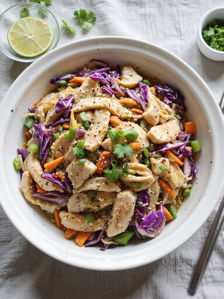 savory chicken cabbage slaw