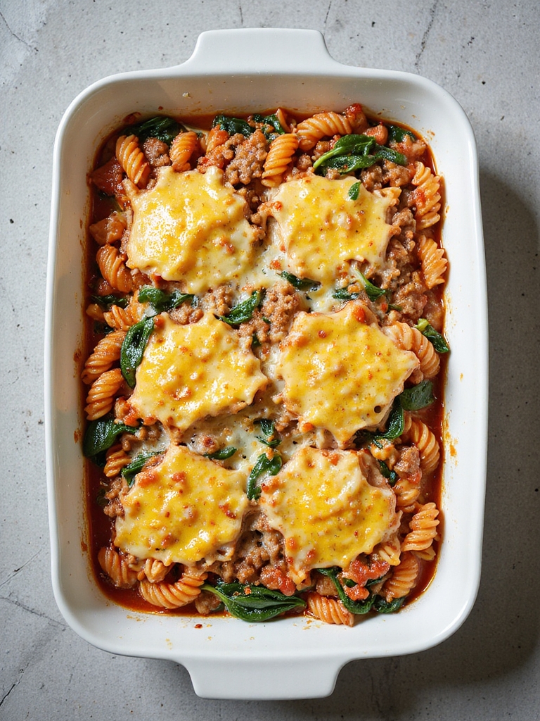 savory pork pasta bake