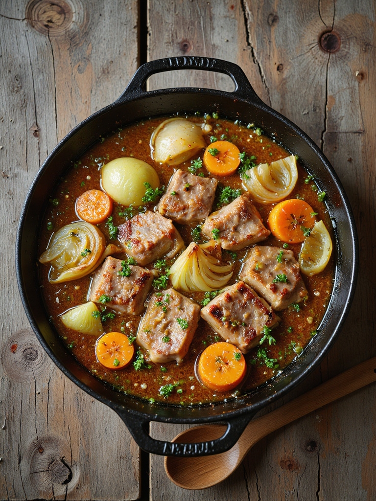 slow cooked pork and cabbage