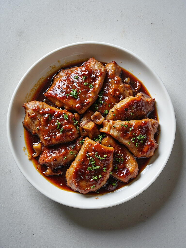 slow cooked tender pork steaks