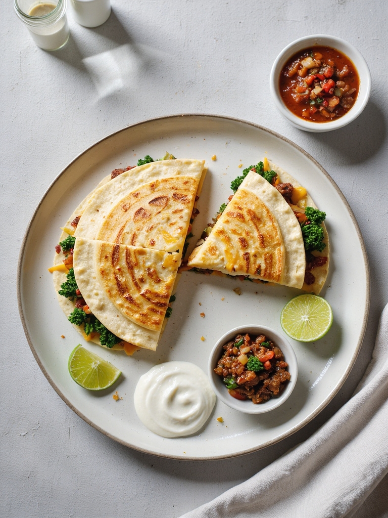 spicy chorizo kale quesadillas