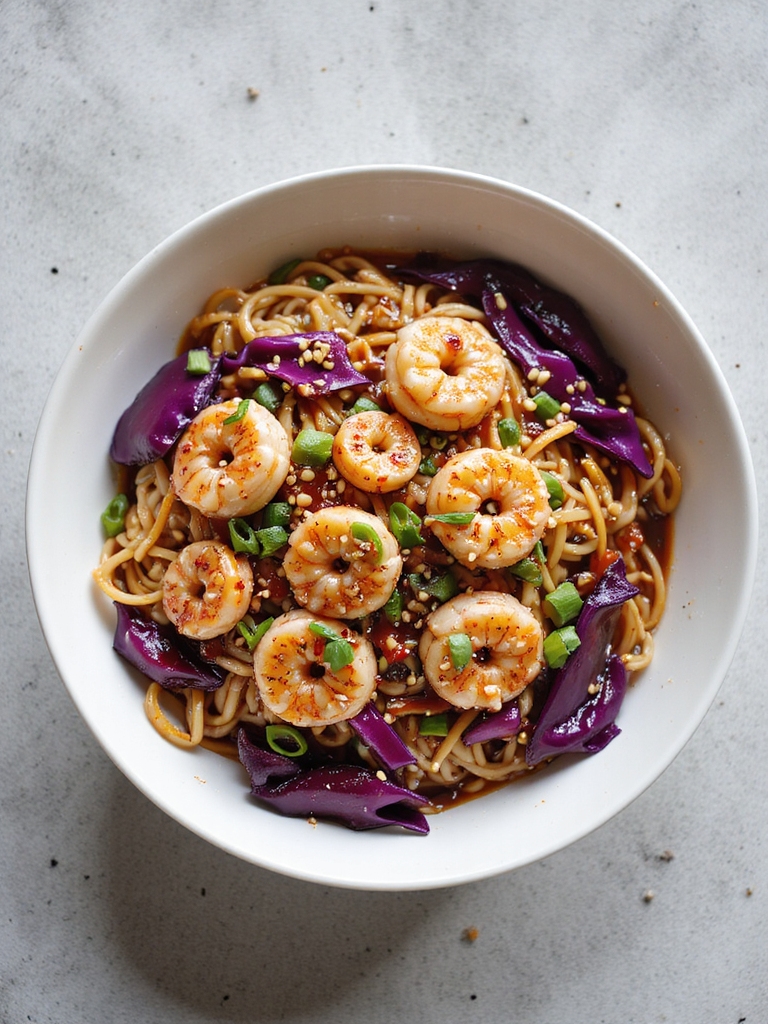 spicy shrimp noodle stir fry