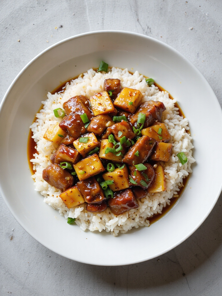 sticky pineapple pork bowl