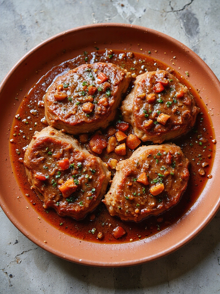 tender slow cooked pork steaks