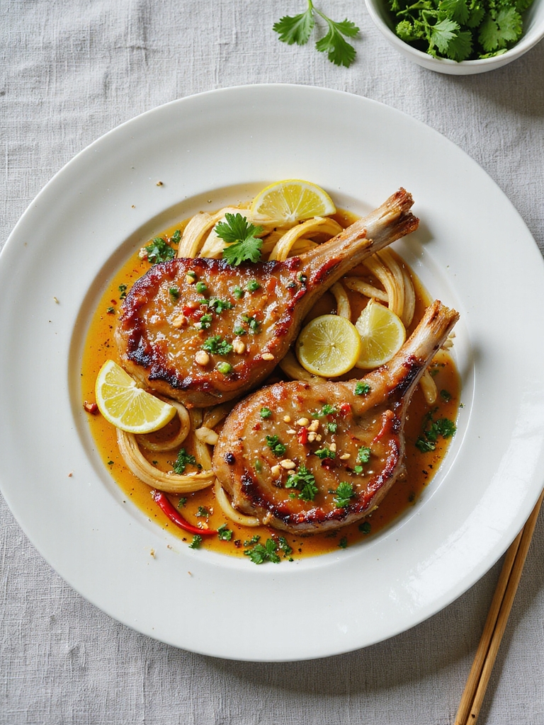 thai inspired flavorful pork chops