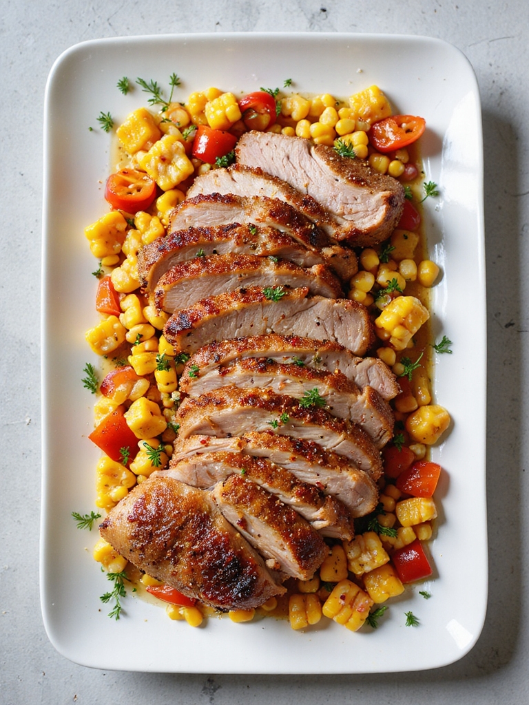 cajun spiced pork with vegetables