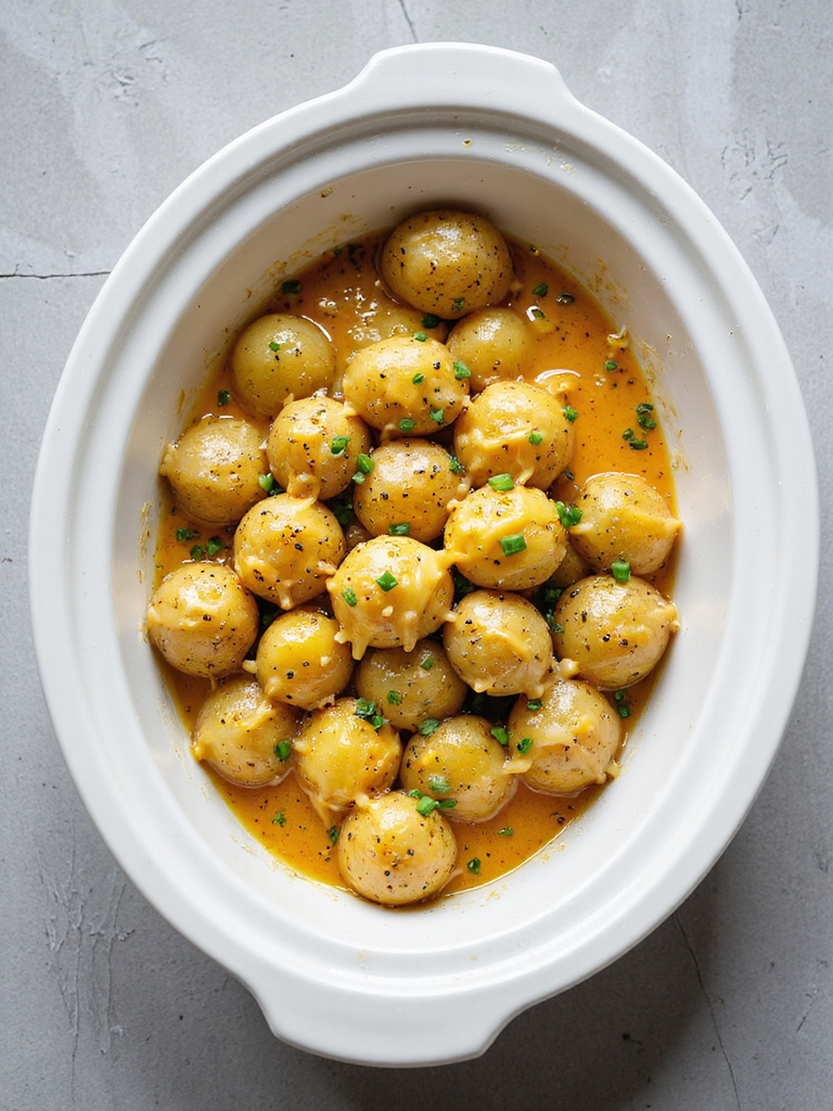 cheesy garlic slow cooked potatoes