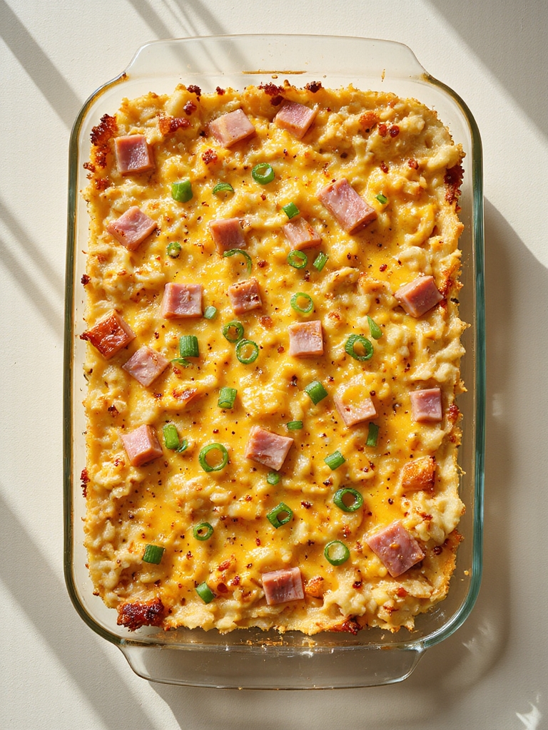 cheesy ham hash brown casserole