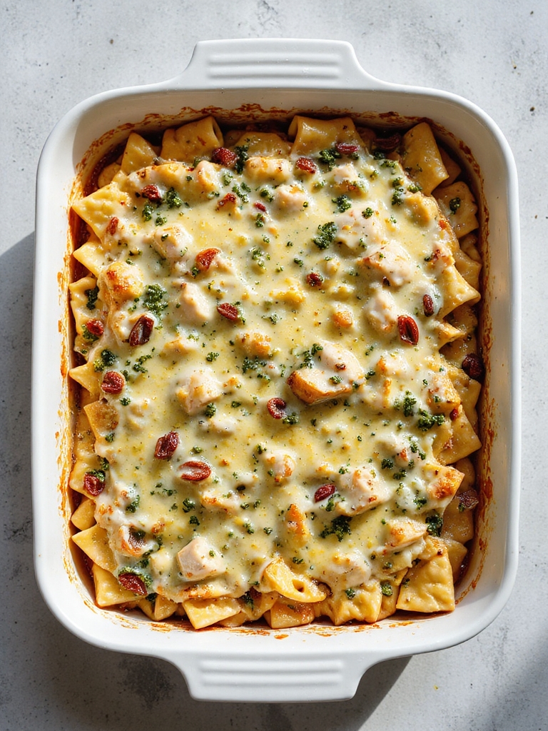 chicken pesto noodle casserole