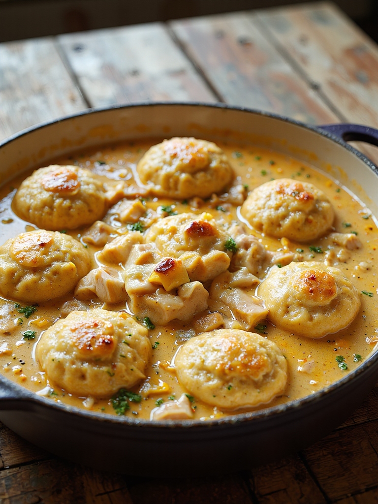 comforting creamy chicken dumplings