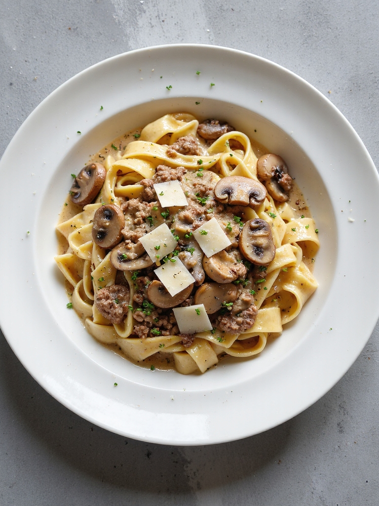 comforting pork mushroom pasta