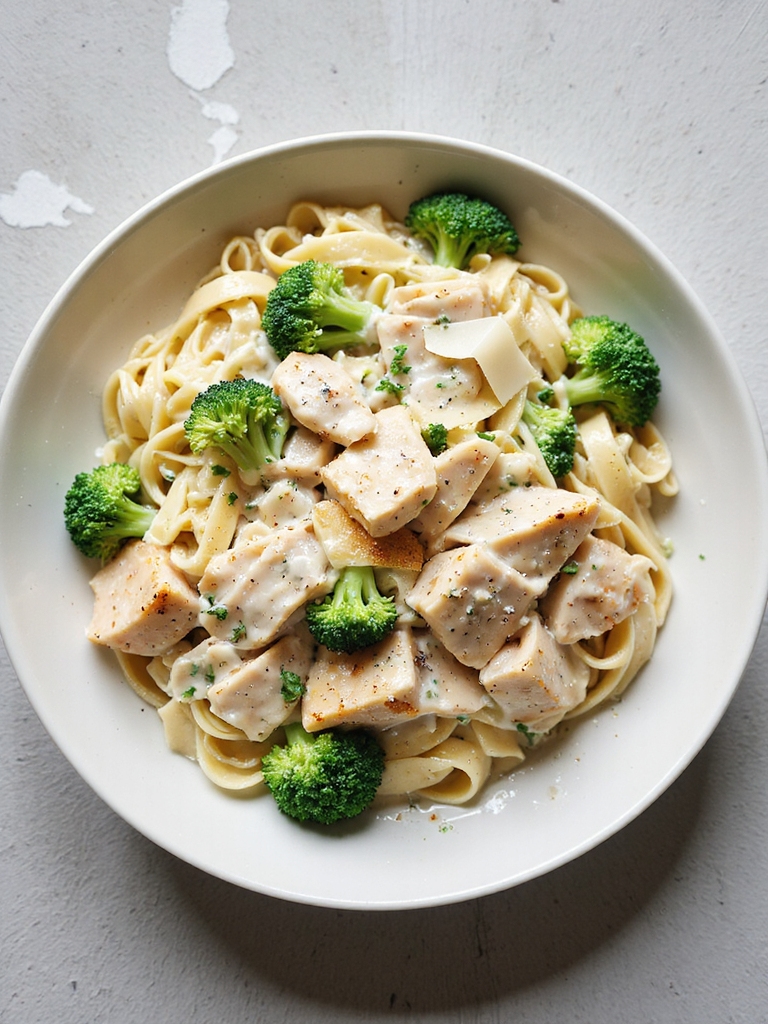 creamy chicken broccoli alfredo
