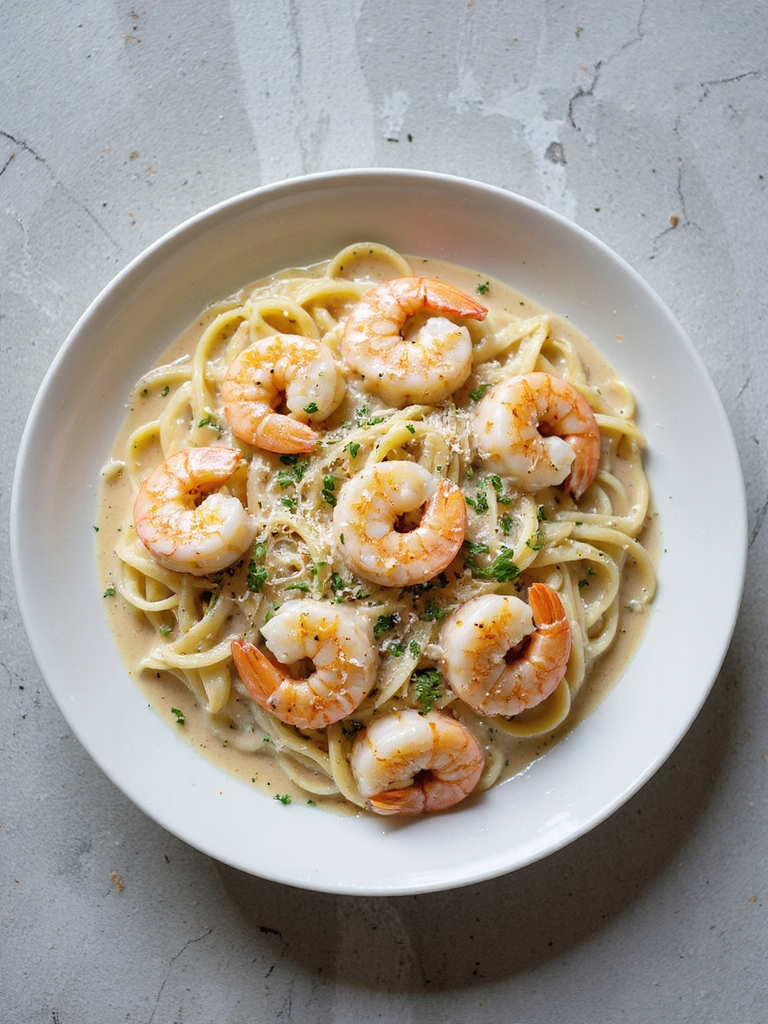 creamy lemon garlic shrimp pasta