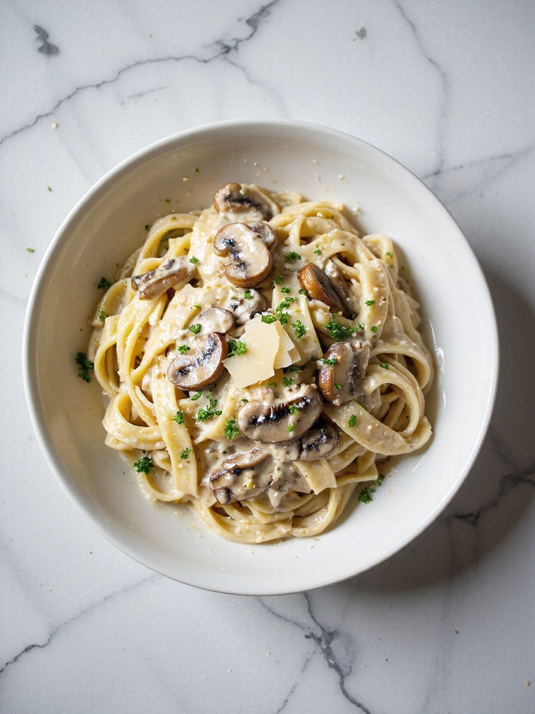 creamy mushroom alfredo pasta