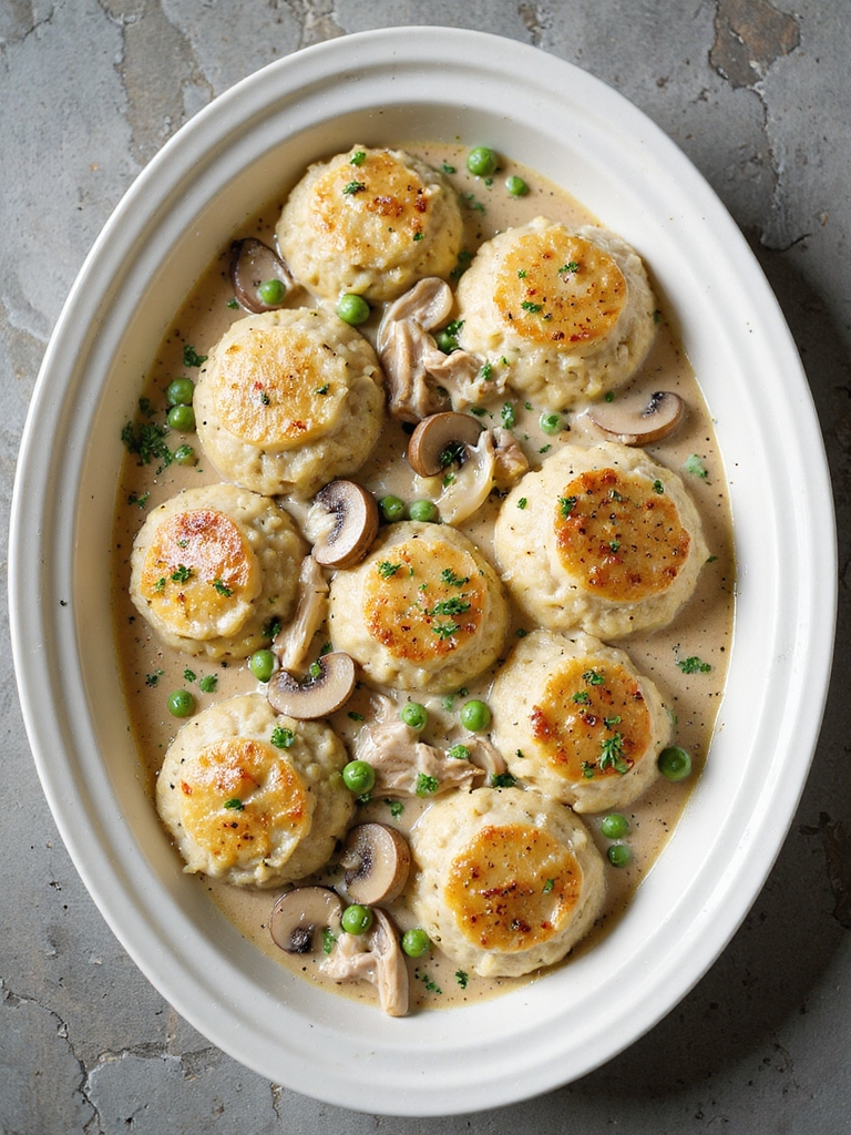 creamy mushroom chicken dumplings