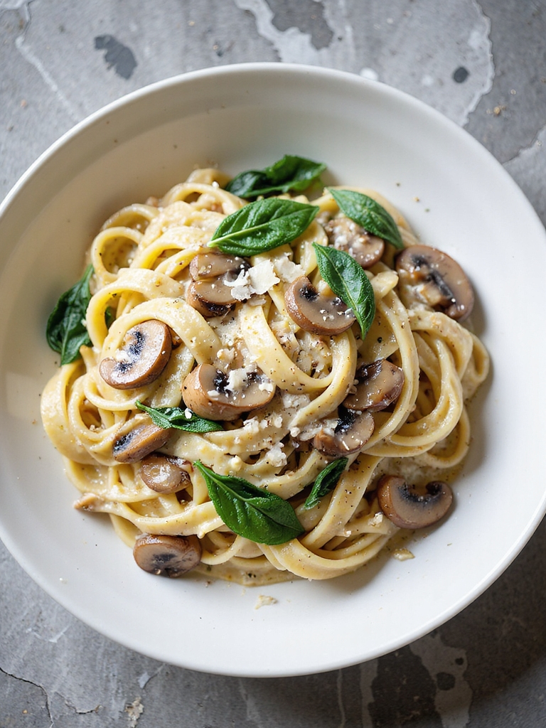 creamy mushroom spinach alfredo