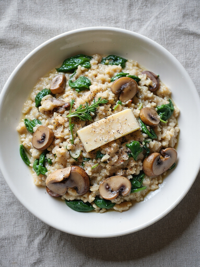creamy mushroom spinach risotto