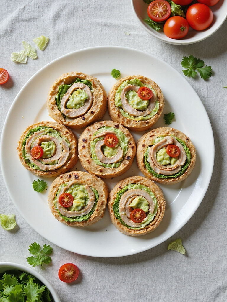 creamy turkey avocado pinwheels