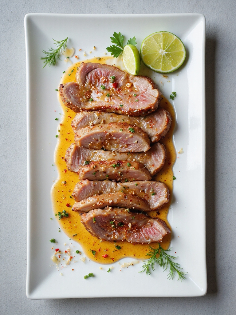 crispy pork with zesty butter