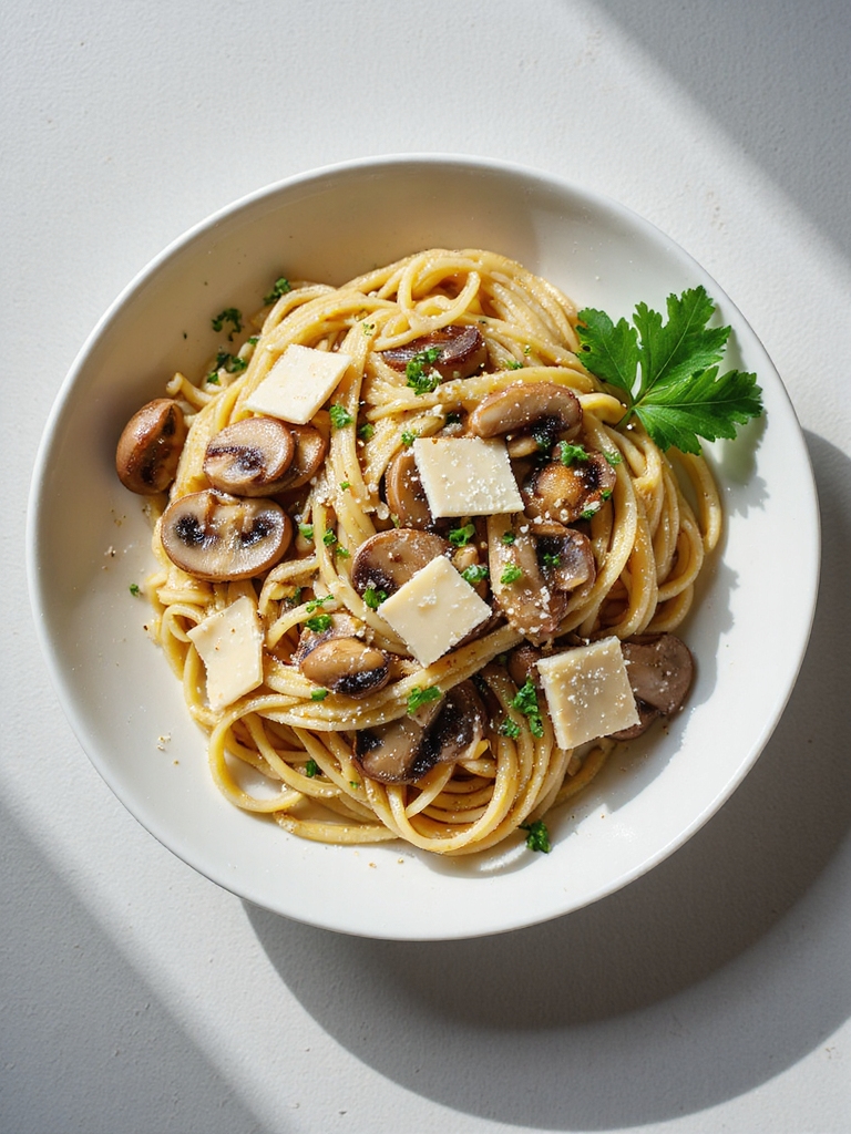 earthy mushroom herb linguine
