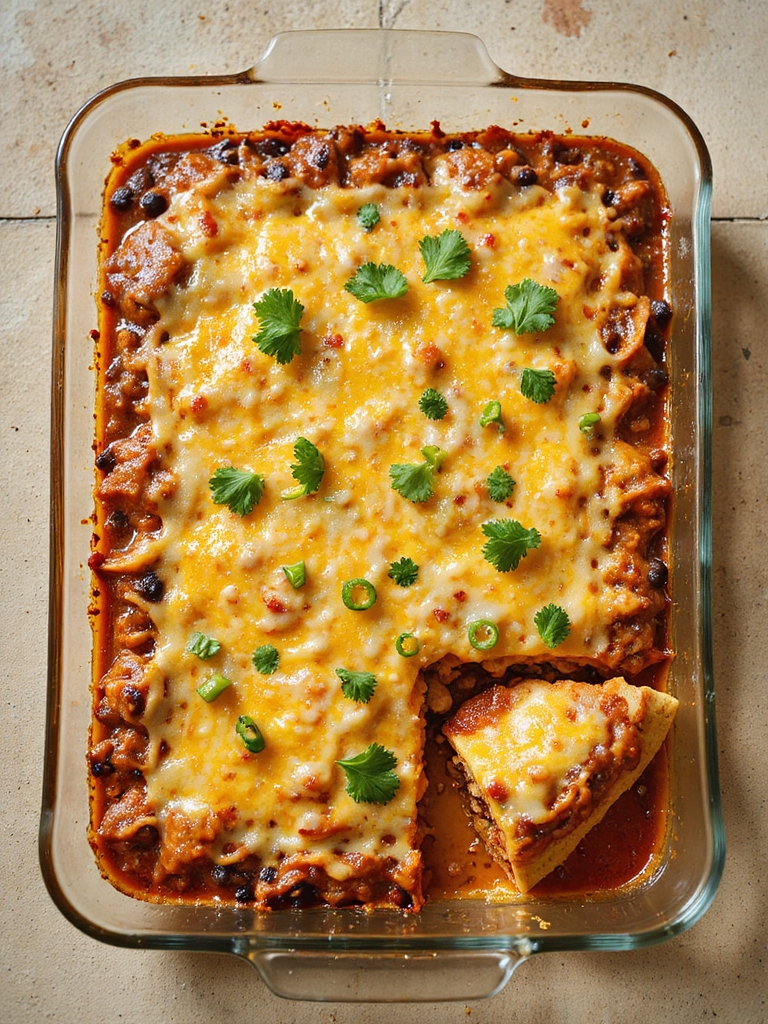 easy layered enchilada casserole