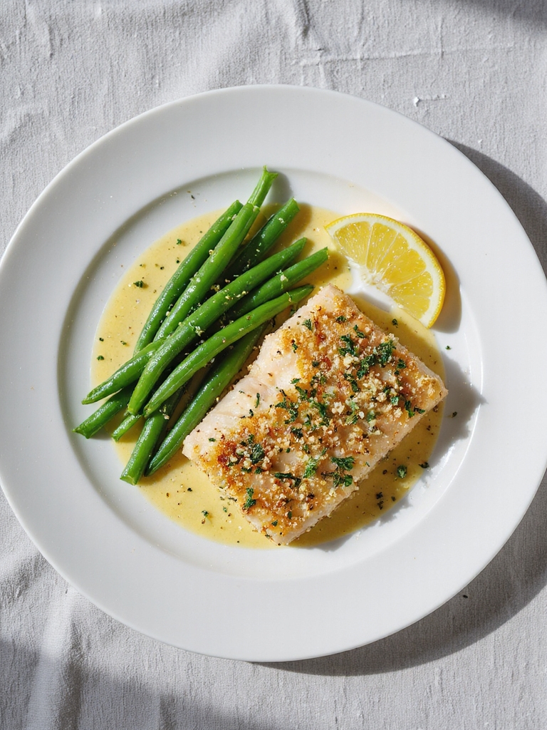 elegant herb crusted cod dish