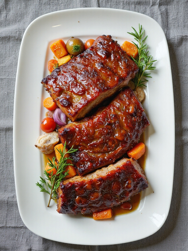 elegant ribs with vibrant vegetables
