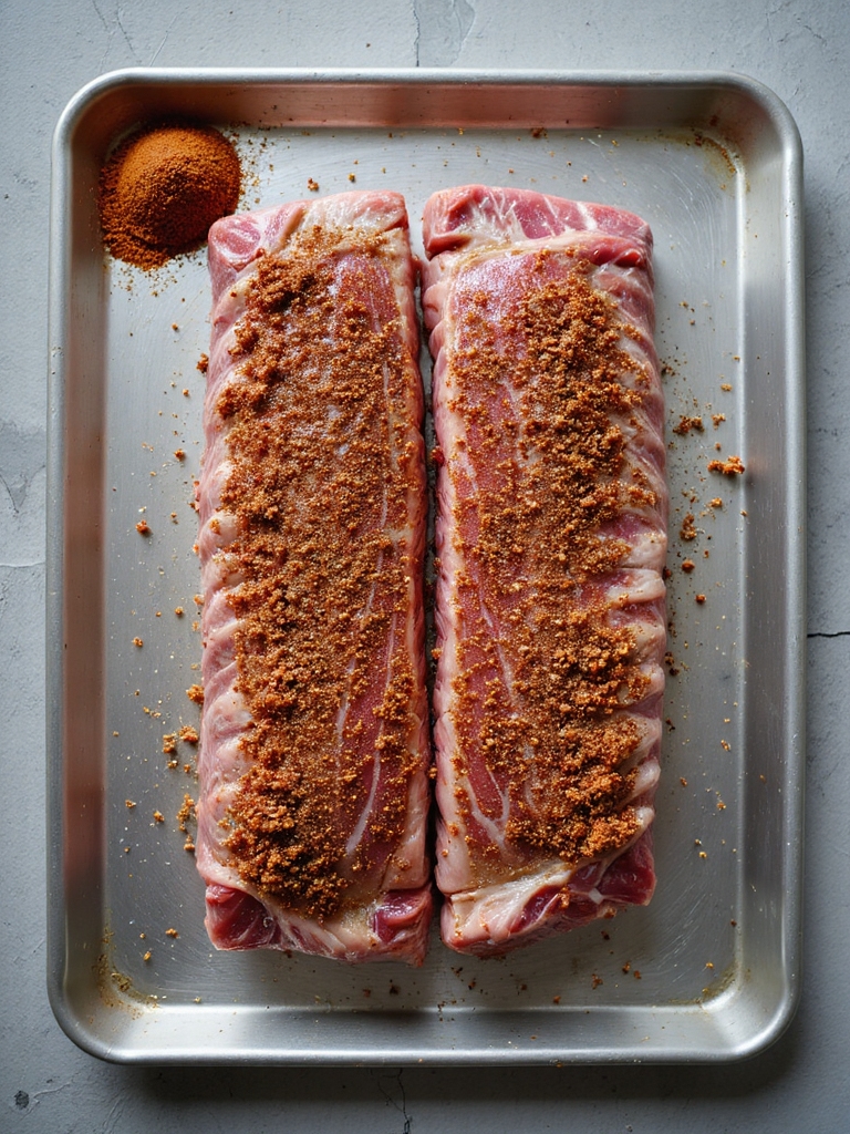 evenly coat ribs with rub