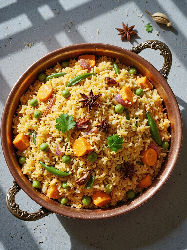 fragrant colorful vegetable biryani