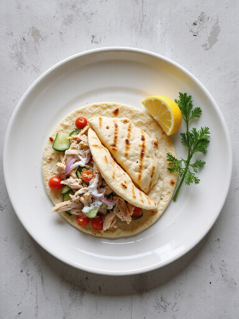 greek shredded chicken gyros