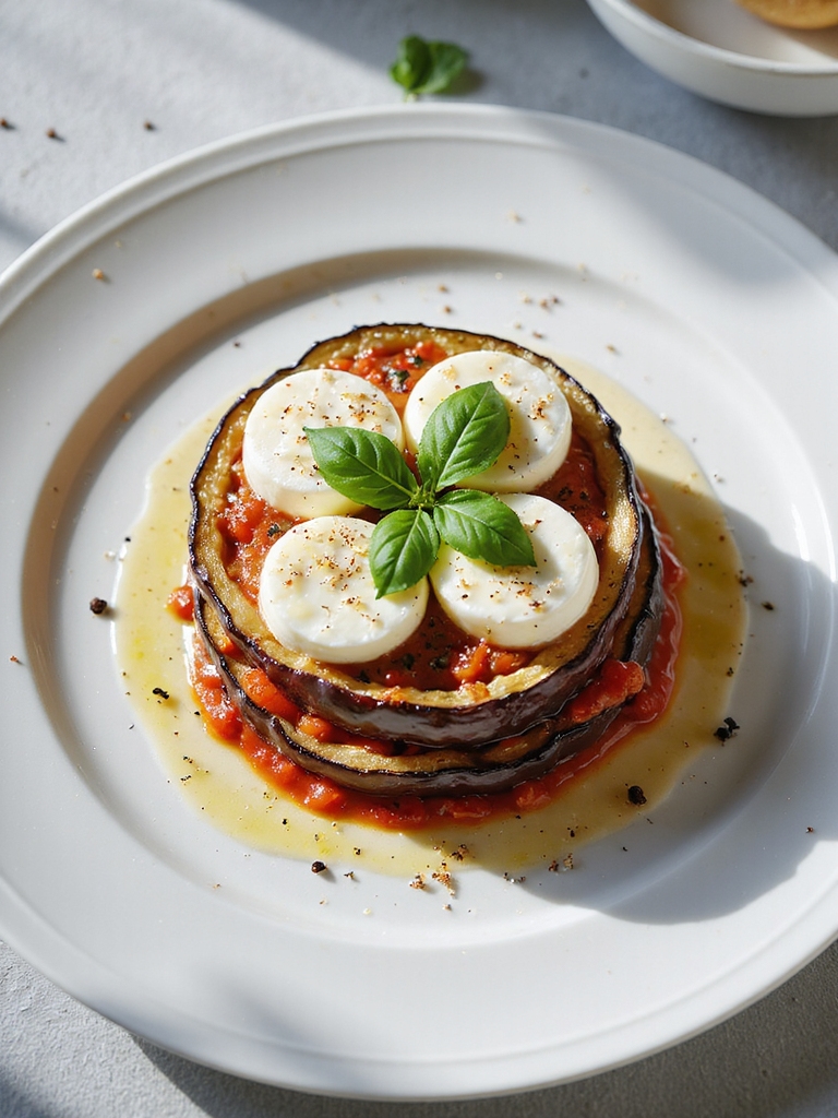 hearty eggplant mozzarella stack