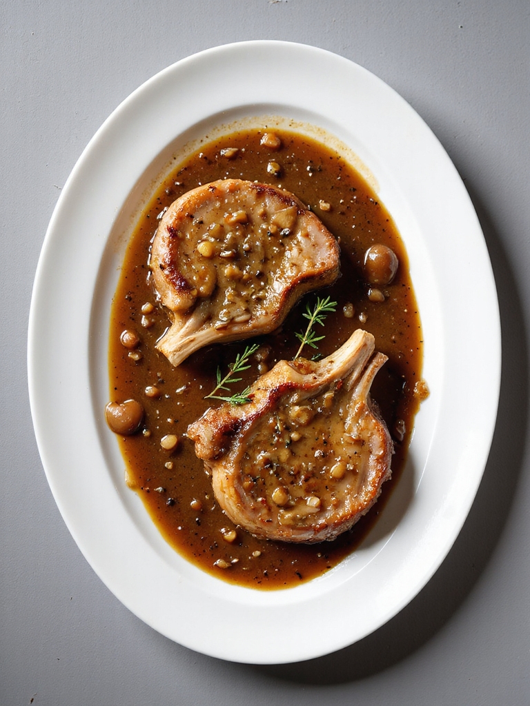 hearty pork chops with gravy
